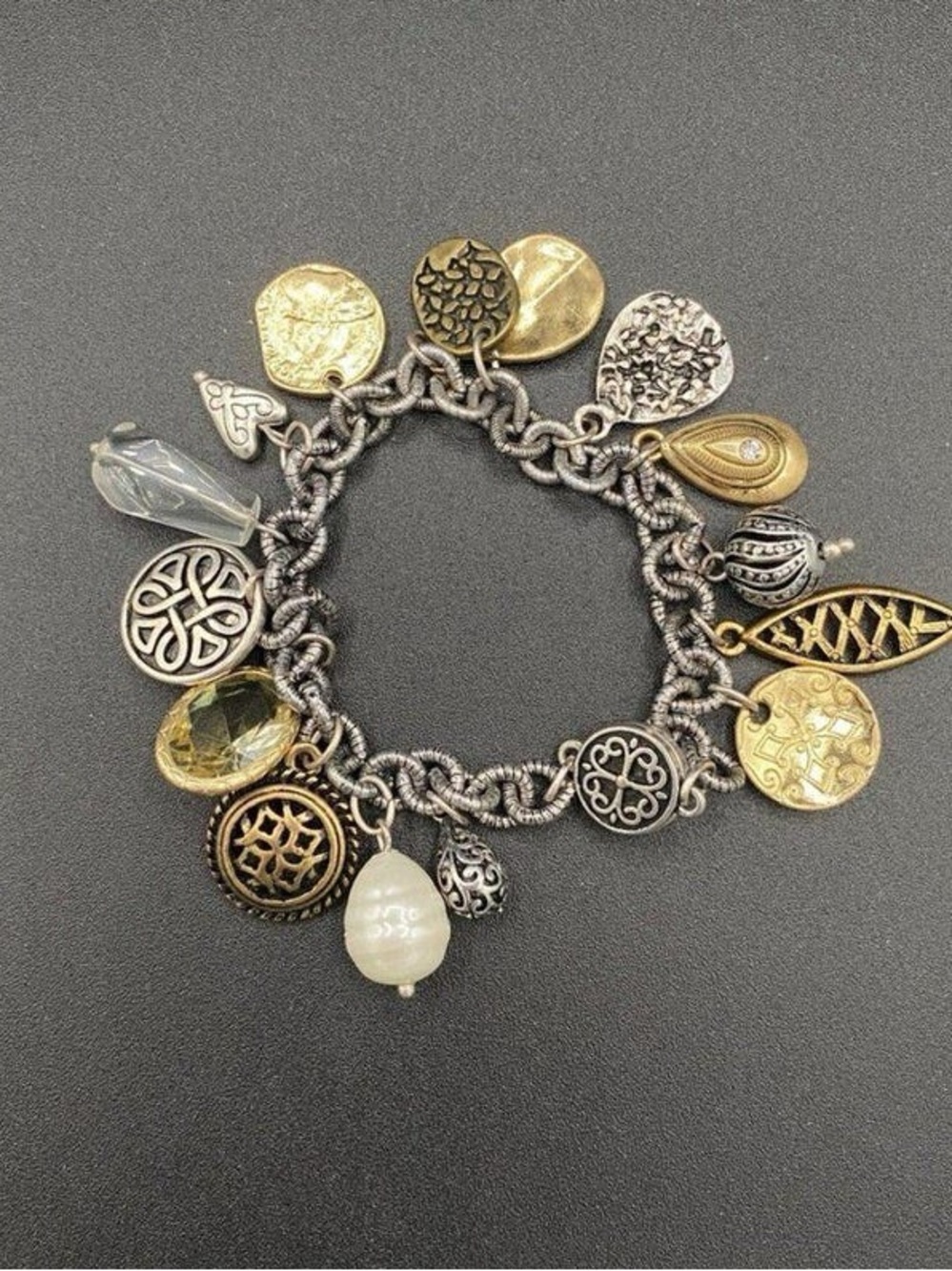 Chico's Etruscan Charm Bracelet: Silver & Gold